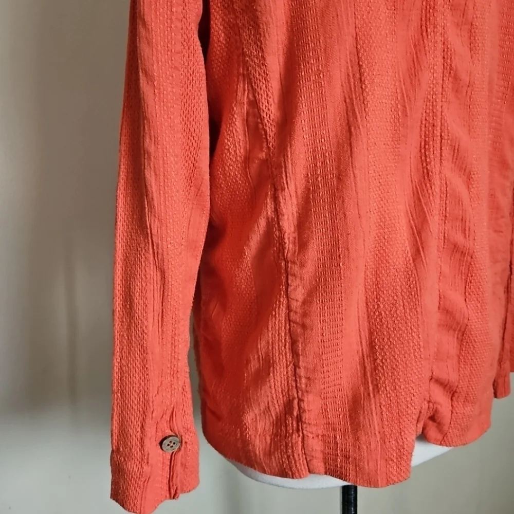 Free People Oversized Textured Jacket Blazer Coral With Pockets Size Small - Picture 11 of 15